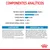 Componentes analíticos: proteína bruta 30 %, grasa bruta 22 %, ceniza bruta 8,3 %, fibra bruta 1,3 %, ácido graso omega-3 (DHA) 0,2 %. Composición y aditivos detallados visibles.