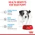 Health benefits for puppies: strong immune system with vitamins and antioxidants, brain development with omega-3 fatty acid (DHA), microbiome support with prebiotics and digestible proteins.