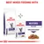 Mixed feeding recommendation showing Royal Canin Expert Neutered Satiety Balance dry food and Neutered Balance wet food with thin slices in gravy.