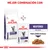 Royal Canin Veterinary Neutered Satiety Balance pienso y Royal Canin Veterinary Neutered Balance finas láminas en salsa. Texto: Mejor combinación con, finas láminas en salsa.