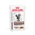 Royal Canin Veterinary Gastrointestinal Moderate Calorie, fatias finas em molho. Embalagem com imagem de gato e texto em inglês: Thin slices in gravy.