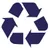 Recycling symbol with three navy arrows forming a triangle