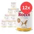 12 lattine Rocco Diet Care Hepatic, pollo, fiocchi d’avena e cottage cheese, 800 g, con scritta 'Highly digestible protein' sulla confezione.