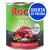 Lata de comida Roc Menu, 800 g, beef with vegetables & rice. Texto visible: OFERTA DE PRUEBA, enriched with carbohydrates. Imagen de carne, guisantes, zanahorias y arroz.