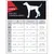Maattabel voor Rukka Pets Form Neon Harness: maten XXS t/m L, borstomvang in cm en inch, bandbreedte in mm en inch, gewichtslimiet in kg en lb. Diagram toont meetpunt A op de hond.
