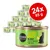 Cosma Pure Love Chicken Breast in Jelly, Single Protein Pure Meat, 24 x 85 g burkar kattmat synliga med grön etikett och svart kattillustration. Cosma Pure Love Chicken Breast in Jelly, Single Protein Pure Meat, 24 x 85 g burkar kattmat synliga med grön etikett och svart kattillustration.