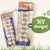 8in1 Delights Beef Bones XS, två förpackningar med tuggben för hund, en äldre och en med ny design. Text: NY design! Synlig hundbild på båda förpackningarna.