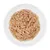 Close-up of shredded tuna in a white bowl, suitable as pet food.