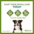 Dental care treat: chew once daily, cleans twice better, lasts three times longer than the leading treat. Whimzees brand. Dog holding dental chew in mouth.