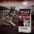 Confezione di crocchette Wolf of Wilderness Ruby Midnight, testo visibile: 'Fresh pork meat with beef & rabbit, 100% grain-free recipe', immagine di lupo su sfondo naturale.