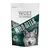 Wolf of Wilderness Wild Bites, Grain Free Snack, The Taste of the Mediterranean, sachet vert avec illustrations de chien et loup. Texte en anglais visible sur l’emballage.