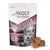 Little Wolf of Wilderness Wild Bites Leafy Willows, Grain Free Snack, Verpackung mit Würfeln des Snacks daneben.