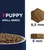 Small breed puppy food with kibble size shown as 8.5 mm diameter and 6 mm thickness.