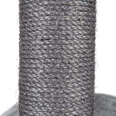 Detailní záběr na tmavě šedé sisalové lano, vhodné pro škrabadla nebo podobné použití.
