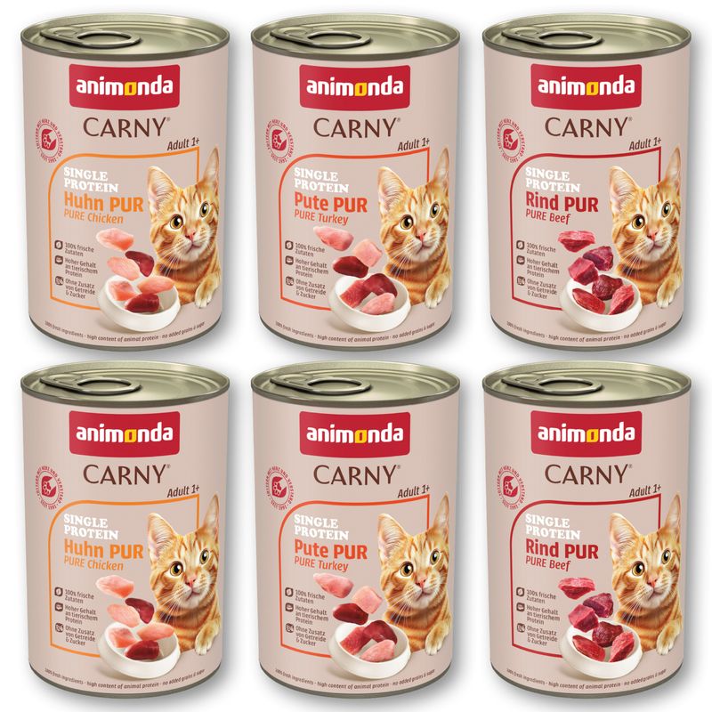 Proefpakket animonda Carny Single Protein Adult 6 x 400 g Kattenvoer