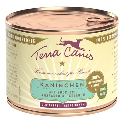 Terra Canis Hausmannskost für Hunde - Kaninchen, mit Zucchini, Amaranth & Bärlauch. 100 % Lebensmittel-Qualität, 100 % Natur, gluteeniton, viljaton koiran märkäruoka.