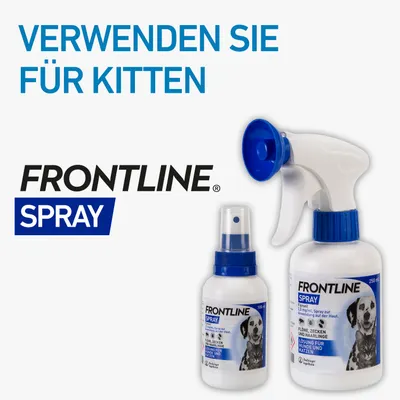 Frontline Spray, Lösung gegen Flöhe, Zecken und Haarlinge für Hunde und Katzen. Hinweis: Verwenden Sie für Kitten.