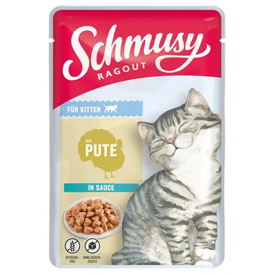 Schmusy Ragout kissanpennuille, kalkkunaa kastikkeessa. Viljaton, ilman lisättyä sokeria.