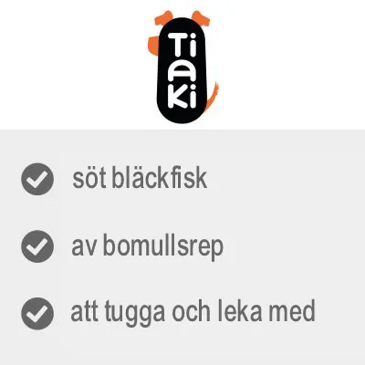 Tiaki. Söt bläckfisk, av bomullsrep, att tugga och leka med.