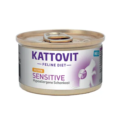 Kattovit Feline Diet Sensitive Huhn, hypoallergene Schonkost für Katzen, 85g Dose, NEU.