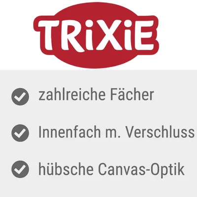 TRIXIE. Zahlreiche Fächer, Innenfach mit Verschluss, hübsche Canvas-Optik.