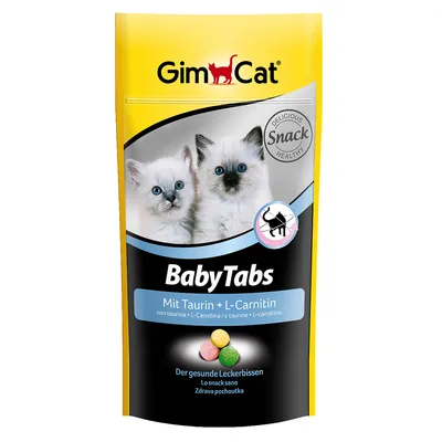 GimCat BabyTabs tauriinilla ja L-karnitiinilla. Terveellinen herkku kissoille.