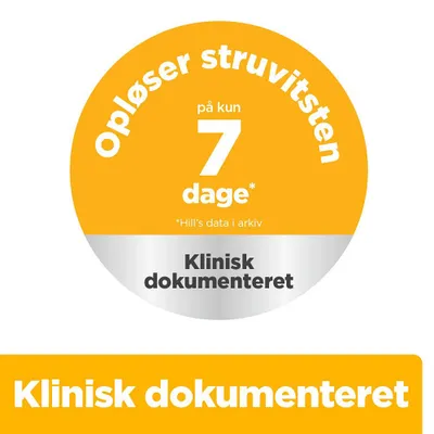 Opløser struvitsten på kun 7 dage. Klinisk dokumenteret. Hill’s data i arkiv. Opløser struvitsten på kun 7 dage. Klinisk dokumenteret. Hill’s data i arkiv.