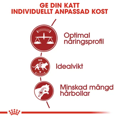 Ge din katt individuellt anpassad kost. Optimal näringsprofil, idealvikt, minskad mängd hårbollar.