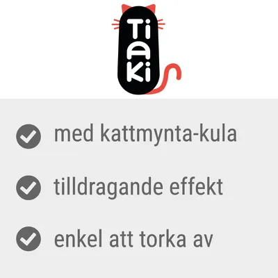 Tiaki. med kattmynta-kula, tilldragande effekt, enkel att torka av