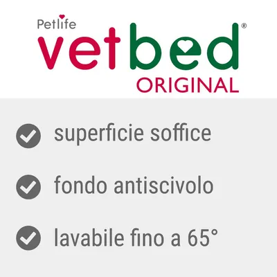 Petlife vetbed ORIGINAL: superficie soffice, fondo antiscivolo, lavabile fino a 65°.