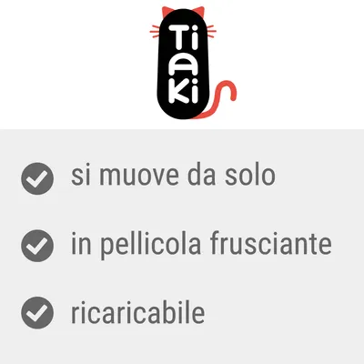 Tiaki. Si muove da solo, in pellicola frusciante, ricaricabile.