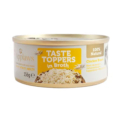 Applaws Taste Toppers in Broth, Hähnchenbrust, 100% natürlich, Ergänzungsfutter für Hunde, 156g Dose.