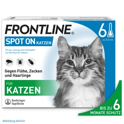 FRONTLINE Spot On Katzen, 6 x 0,5 ml. Gegen Flöhe, Zecken und Haarlinge. Für Katzen. Bis zu 6 Monate Schutz. Boehringer Ingelheim.
