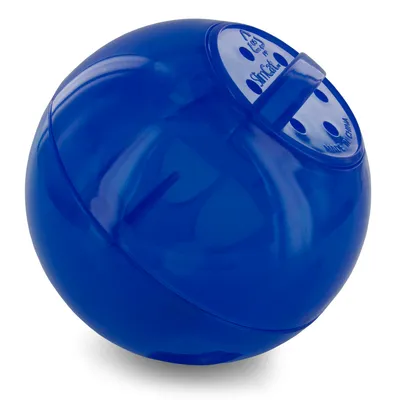 Blue plastic ball with openings and 'SlimCat' inscription on the top.