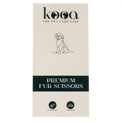 kooa The Pet Care Line. Premium fur scissors. Suitable for all coat types. For cutting and shaping.