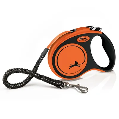 Laisse-sangle flexi Xtreme orange, 5 m pour chien - taille S : jusqu'à 20 kg