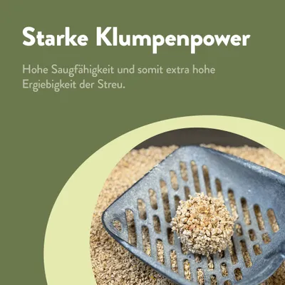 Starke Klumpenpower: Hohe Saugfähigkeit und extra hohe Ergiebigkeit der Streu.