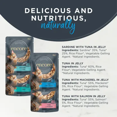 Encore Natural in Jelly 24 x 50g - Fish Selection (4 Varieties)