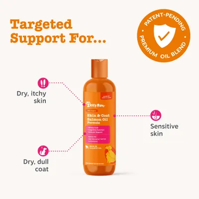 Zesty Paws Skin & Coat Salmon Oil Formula - 250ml Zesty Paws Skin & Coat Salmon Oil Formula - 250ml