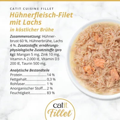 Catit Cuisine Fillet Huhn - 1 x 75 g Huhn Fillet mit Lachs