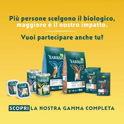 Yarrah alimenti bio per animali, diverse varietà e confezioni. Scopri la nostra gamma completa. Yarrah alimenti bio per animali, diverse varietà e confezioni. Scopri la nostra gamma completa.