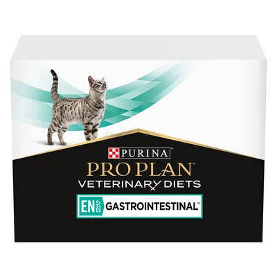 Purina Pro Plan Veterinary Diets EN Gastrointestinal. Envase con gato y diseño verde.