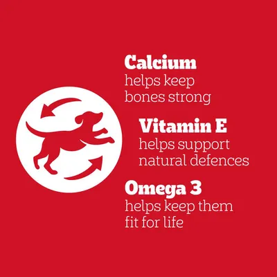 Calcium helps keep bones strong, vitamin E helps support natural defences, omega 3 helps keep them fit for life.