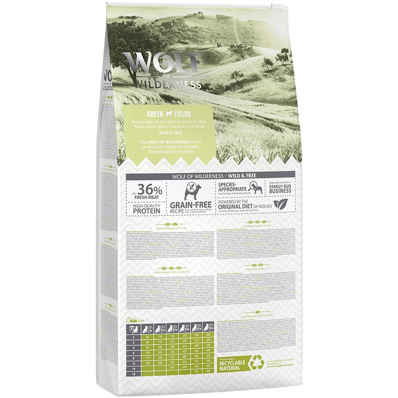 Wolf of Wilderness Junior "Green Fields" - Agnello Crocchette per cani