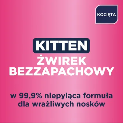 Żwirek dla kociąt, bezzapachowy, formuła w 99,9% wolna od pyłu – idealny dla wrażliwych nosków. Żwirek dla kociąt, bezzapachowy, formuła w 99,9% wolna od pyłu – idealny dla wrażliwych nosków.