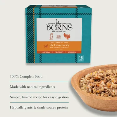 Burns Wet Food for Dogs 16 x 395g - Wholesome Turkey with Carrots & Brown Rice Burns Wet Food for Dogs 16 x 395g - Wholesome Turkey with Carrots & Brown Rice