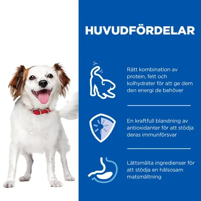 HUVUDFÖRDELAR: Rätt kombination av protein, fett och kolhydrater för energi, kraftfull blandning av antioxidanter för immunförsvar, lättsmälta ingredienser för matsmältning.