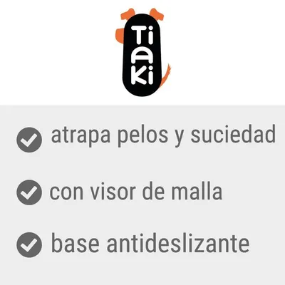 Tiaki. Atrapa pelos y suciedad, con visor de malla, base antideslizante.