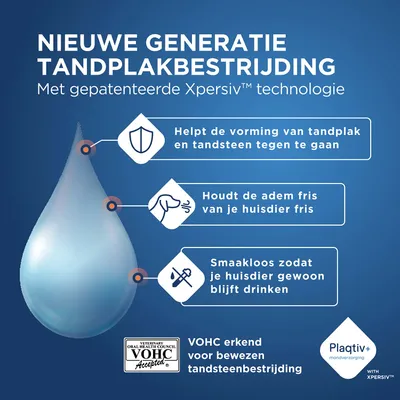 Plaqtiv+ met Xpersiv-technologie: helpt tegen tandplak, houdt de adem fris, smaakloos. VOHC erkend voor bewezen bestrijding van tandsteen. Plaqtiv+ met Xpersiv-technologie: helpt tegen tandplak, houdt de adem fris, smaakloos. VOHC erkend voor bewezen bestrijding van tandsteen.