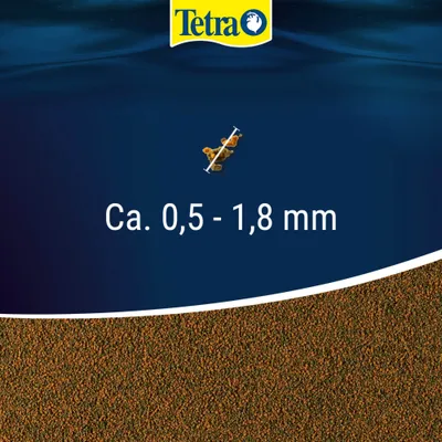 Tetra. Körnchengröße ca. 0,5 bis 1,8 mm abgebildet. Tetra. Körnchengröße ca. 0,5 bis 1,8 mm abgebildet.